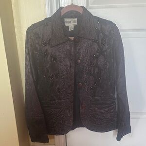 Fay Plum Embellished Button-Front Blazer